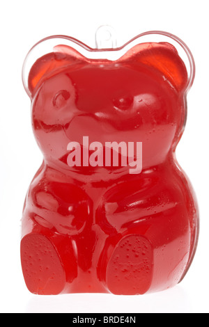 large red gummy bear in plastic presentation case Stock Photo