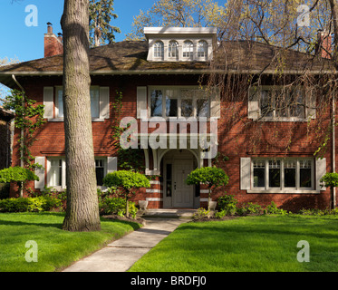 Beautiful large victorian family house springtime scenery in Canada Stock Photo