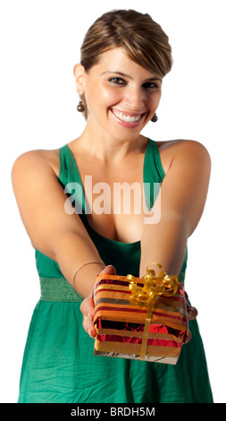 Woman with Present Stock Photo