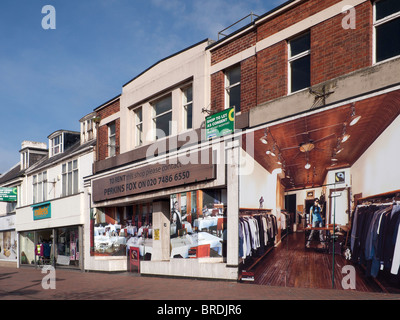 Empty shops decorated by the Local Council using large photographs to make them more attractive a so-called 'virtual Shop' Stock Photo