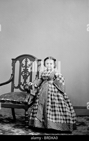 Portrait photo c1860 of famous American dwarf Lavinia Warren (1841 - 1919) - wife of fellow celebrity dwarf General Tom Thumb. Stock Photo