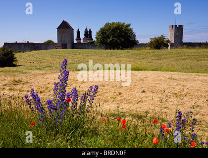 The walled Hanseatic town of Visby, Gotland, Sweden is on the UNESCO world heritage list. Stock Photo