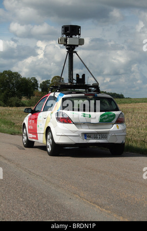 Google maps/street view car with camera on top. This car was photographed in Sweden, but has German registration plates. Stock Photo