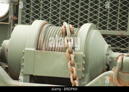 Car Cable Winch close up shot Stock Photo