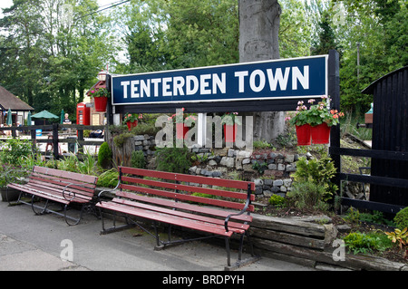 Tenterden Town station name board Stock Photo