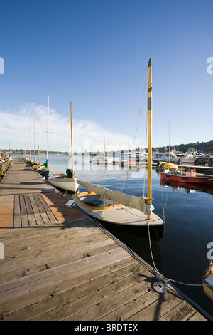 Sailboats docked at the Center for Wooden Boats - Seattle, Washington