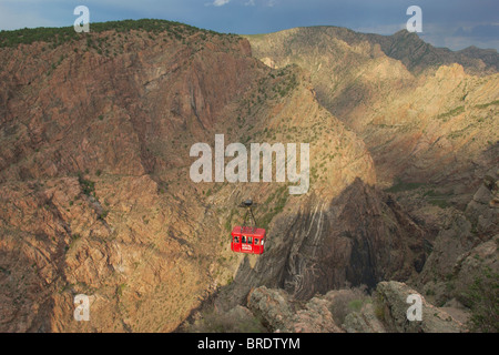 A aerial tram crosses the Royal Gorge in Colorado Stock Photo