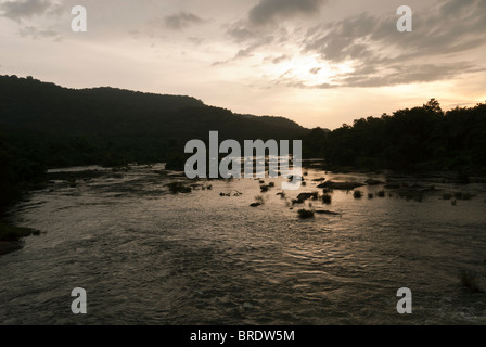 Chalakkudy river on edge of Sholayar forest range ; Kerala ; India Stock Photo