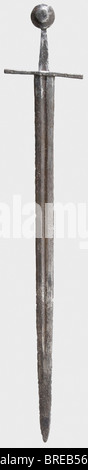 A German knightly sword, circa 1200 Double-edged blade with fullers ...