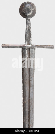 A German knightly sword, circa 1200 Double-edged blade with fullers ...