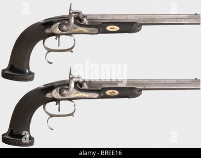 A Fine Cased Pair Of Percussion Pistols, J.B. Ronge Fils, Liège, Circa ...