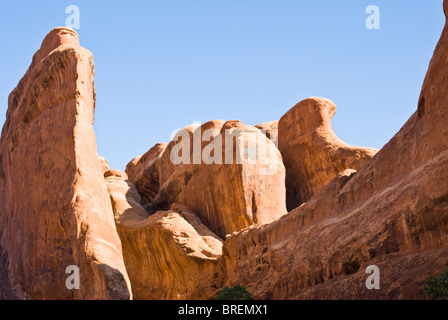 Sandstone formations along the Devils Garden Trail in Arches National Park. Stock Photo