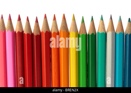 Multi-coloured pencils on a white background Stock Photo
