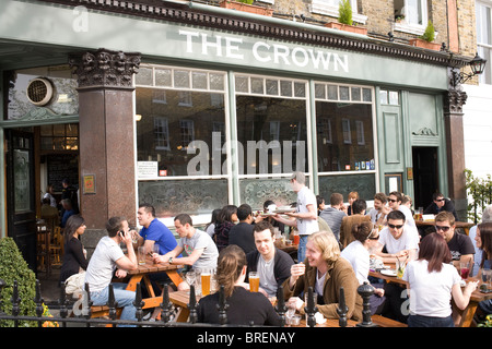 The Crown a popular pub for beer and food in Islington London Stock Photo