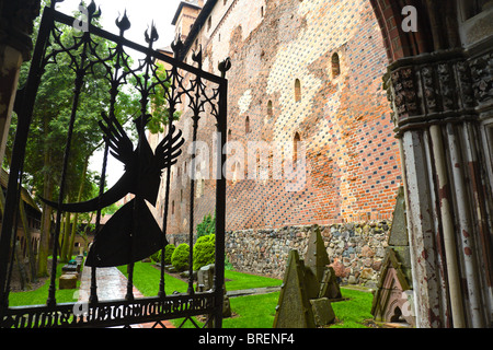 Garden between inner walls of Malbork Castle Stock Photo