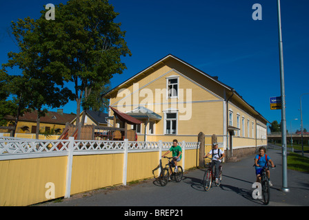 Children riding bikes in Pori Finland Europe Stock Photo