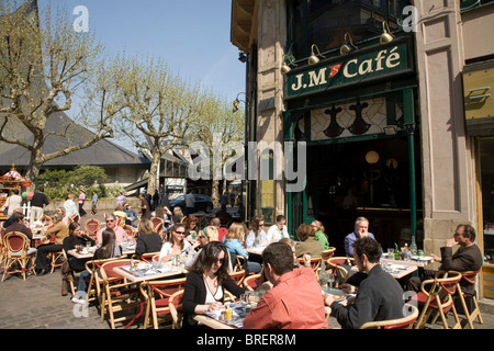 Street café in Rouen, Normandy, France, Europe Stock Photo