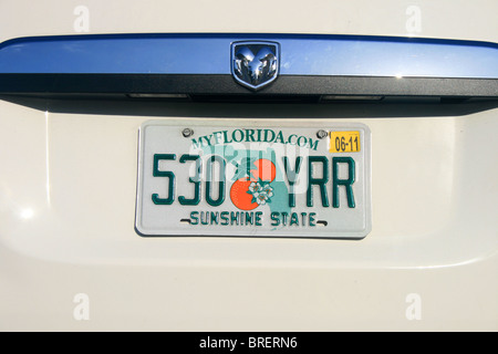 florida number plate vehicle registration license sunshine alamy state