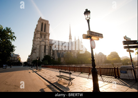 Cathedrale Notre Dame at sunrise in Paris, France Stock Photo