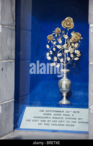 The Golden Rose a gift from Pope John Paul II at Knock Parish Church and Apparition Chapel, Knock, Co. Mayo, Ireland Stock Photo