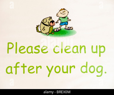 Notice displaying Please clean up after your dog Stock Photo