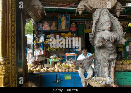 Shop at Ashta Sakthi Mandapa in Meenakshi temple ; Madurai ; Tamil Nadu Stock Photo