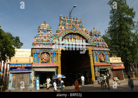 Amman sannathi tower entrance sri meenakshi temple in ; Madurai ; Tamil Nadu ; India Stock Photo