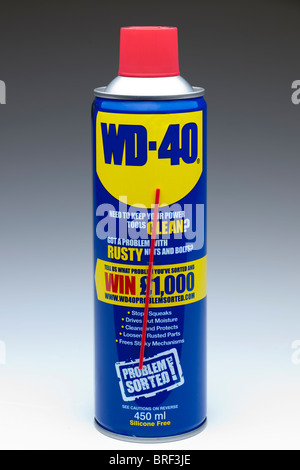 450 ml can of 'WD 40' spray lubrication fluid Stock Photo