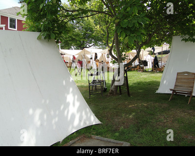 Union army camp, Civil War Battle Re-enactment, Port Gamble, WA  Stock Photo