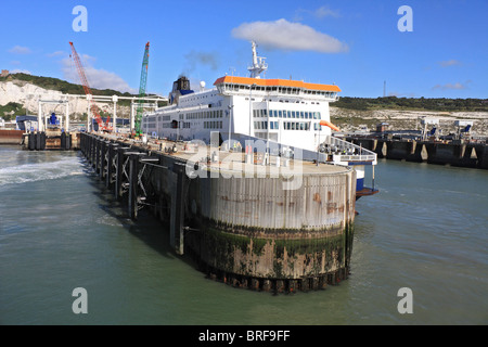 Views of the coastline of Dover ferry port and the English Channel from Sea France passenger ferry, Summer 2010. Stock Photo