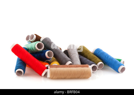 colorful threads on spools Stock Photo