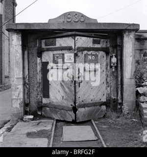 Shaft entrance dated 1930 at the disused Celynen North colliery near Newbridge Gwent South Wales UK Stock Photo