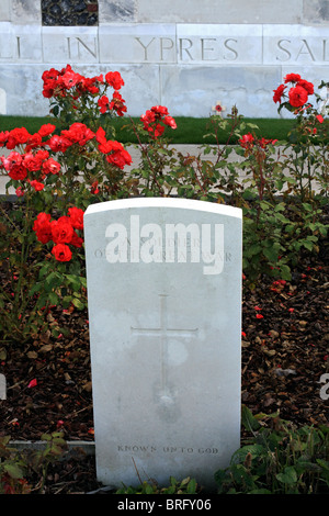 Tyne Cot Commonwealth War Graves Cemetery and Memorial to the Missing for the dead of WW1 in the Ypres Salient in Belgium. Stock Photo