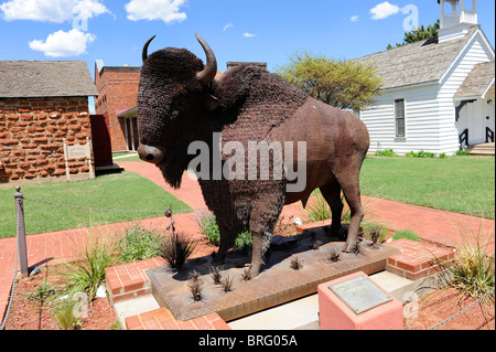Buffalo on the Prairie Metal SculptureNational Route 66 Museum Elk City Oklahoma Stock Photo