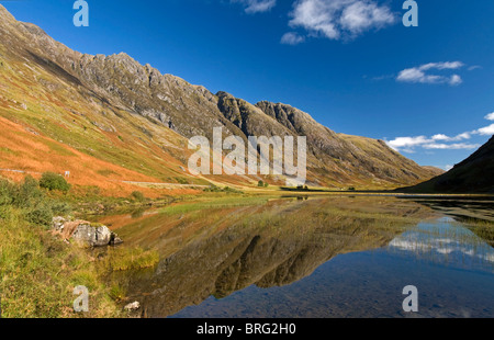 The Aonach Eagach ridge & Loch Achtriochtan in the Pass of Glencoe, Inverness-shire, Highland Region. Scotland.  SCO 6761 Stock Photo