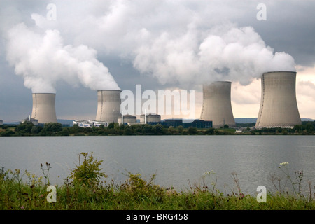 The Cattenom Nuclear Power Plant located in the Cattenom commune along the Moselle River in France. Stock Photo