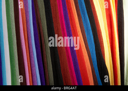 MARRAKESH: CLOSE UP OF COLOURED FABRICS Stock Photo