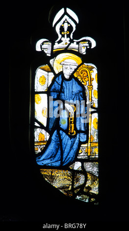 North Tuddenham, Norfolk, 15th century stained glass window windows English saint saints England UK Saint St. Leonard with chain Stock Photo