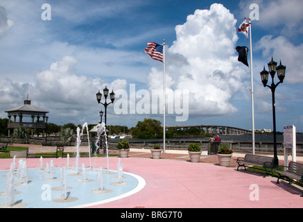 Riverfront Park at Cocoa in Florida sits on the Intracoastal Waterway at the Indian River Lagoon in Brevard County. Stock Photo