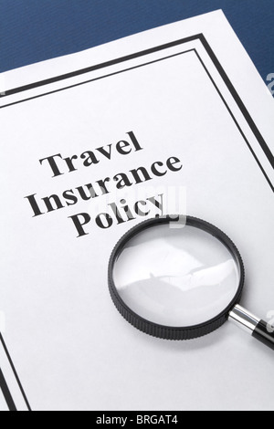 Document of Travel Insurance Policy for background Stock Photo