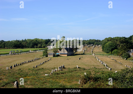 France, Brittany (Bretagne), Morbihan, Carnac, Alignments de Kermario Stock Photo