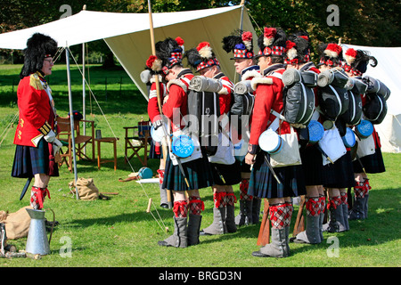 Men of the Scots Guards Regiment at a recreation of the Battle of Waterloo in 1815 Stock Photo