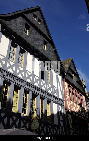 France, Brittany (Bretagne), Finistère, Quimper, half timbered houses Stock Photo