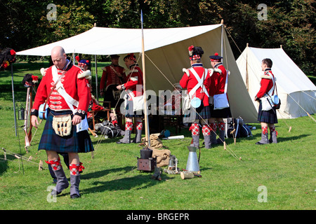 Men of the Scots Guards Regiment at a recreation of the Battle of Waterloo in 1815 Stock Photo