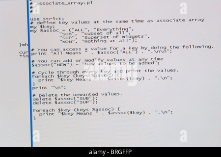 screenshot of a program written in the perl computer programing language Stock Photo