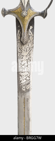 An Indian gold-inlaid tulwar,1st half of the 19th century. Heavy Stock ...