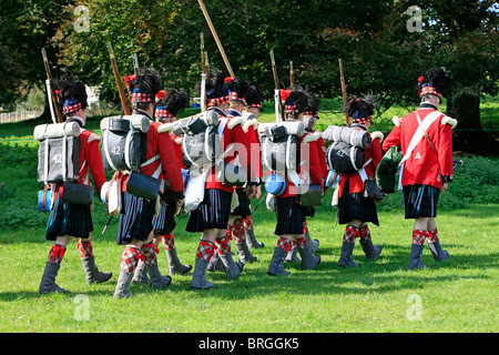 Men of the Scots Guards Regiment at a recreation of the Battle of Waterloo in 1815 Stock Photo