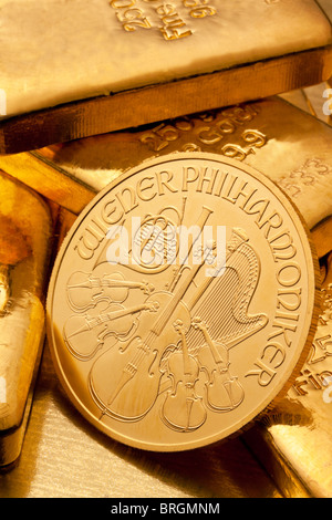 Investing in real gold than gold bullion and gold coins Stock Photo