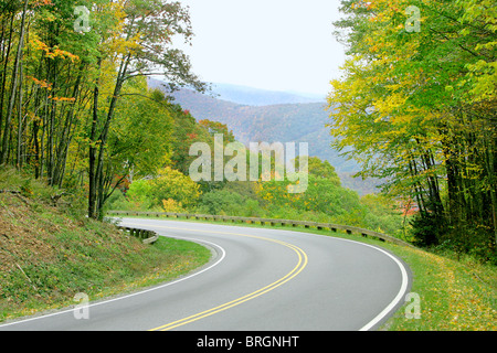summer day on the road in the Great Smoky Mountains National Park near the Tennessee border Stock Photo