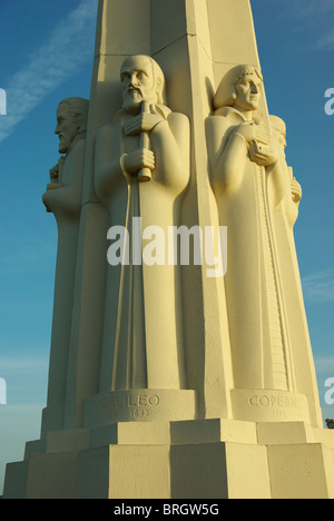 Sculptures of Galileo and Copernicus at Griffith Observatory, Los Angeles, California Stock Photo